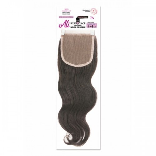 Ali Bundles Unprocessed 100% Virgin Human Hair Weave 4X4 Silk Lace Free Part Natural top Closure Body Wave